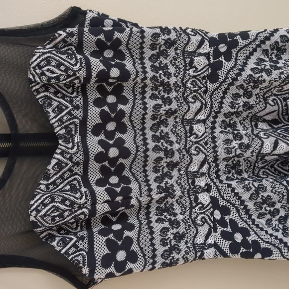 Small American Rag Dress Mesh Lace Floral Black White Back Zipper - Picture 4 of 13